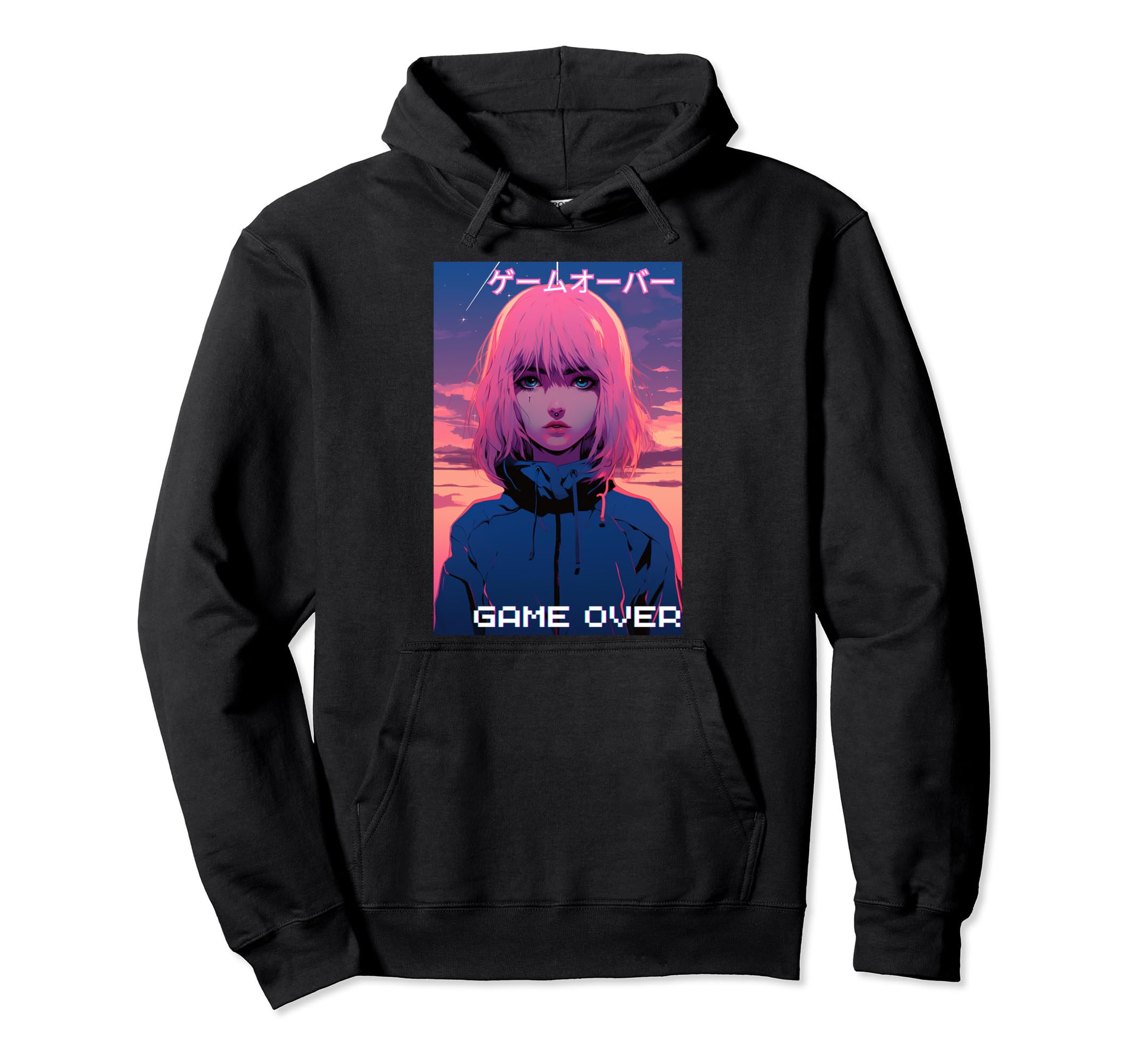 Japanese Vaporwave Sad Anime Indie Hoodie - Graphic Print Men Women - T-Shirt, Sweatshirt, Hoodie