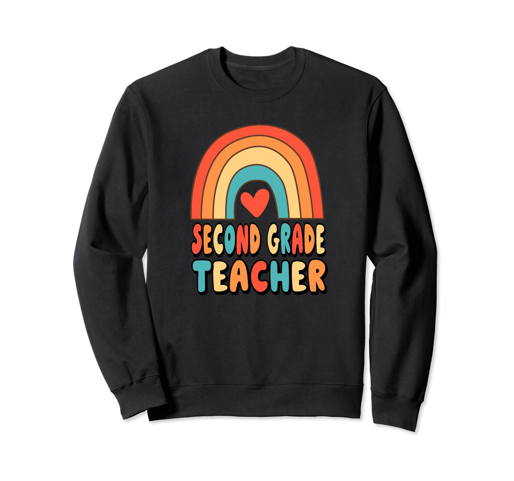 2Nd Grade Teacher Rainbow Heart 70S Sweatshirt - Novelty Apparel Men Women - T-Shirt, Sweatshirt, Hoodie