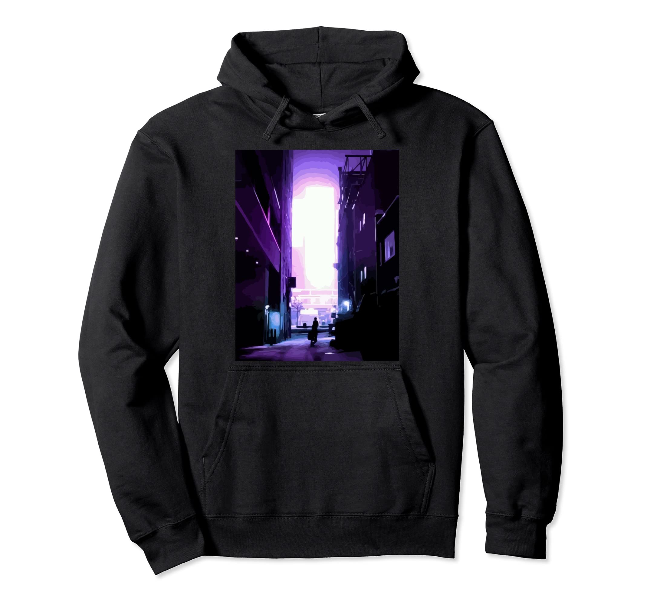 Digital Cityscape Vaporwave Aesthetic Hoodie - Aesthetic Graphic Men Women - T-Shirt, Sweatshirt, Hoodie