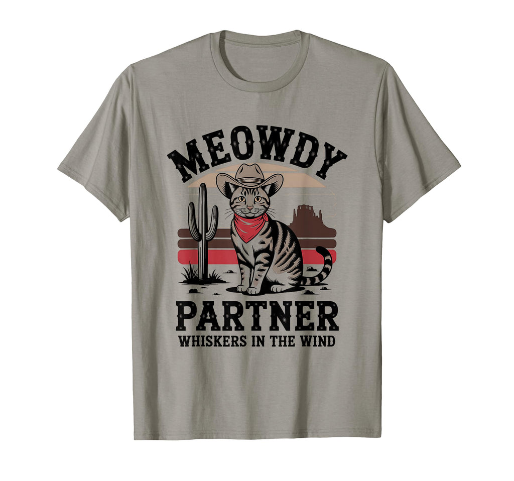 Meowdy Partner Cat Cowboy Cat T-Shirt - Custom Art Print Unisex - T-Shirt, Sweatshirt, Hoodie