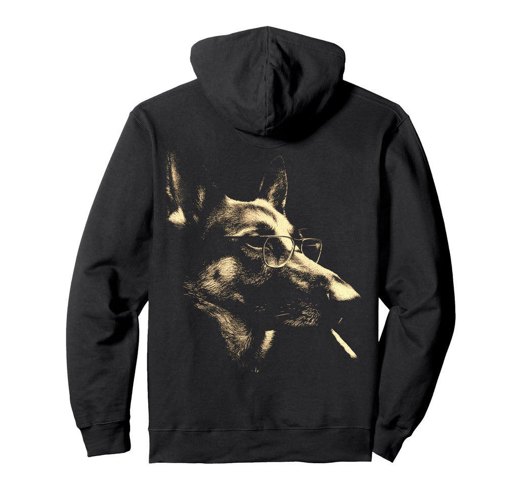 German Shepherd Glasses Smoking Hoodie - Casual Everyday Wear Unisex - T-Shirt, Sweatshirt, Hoodie