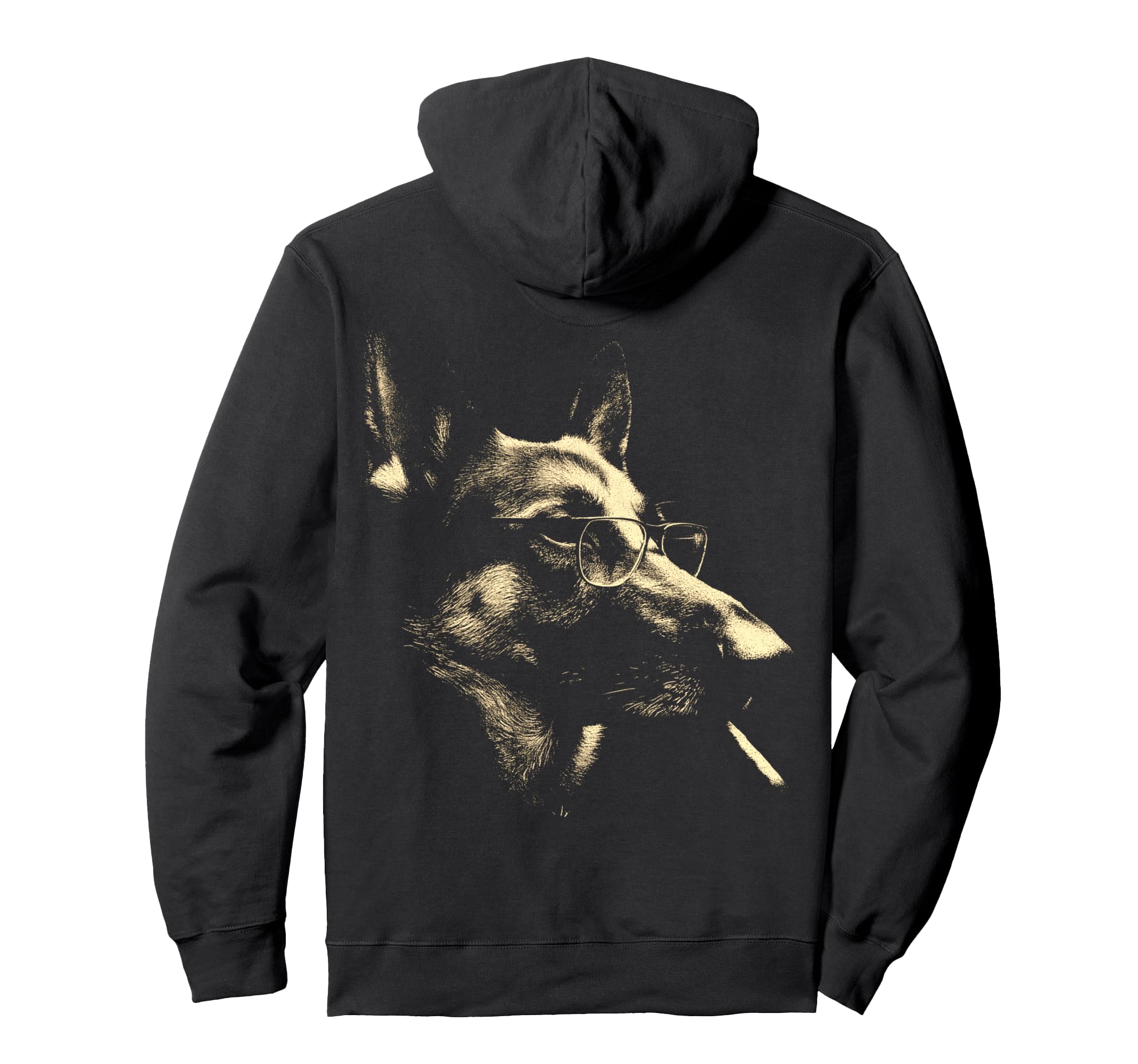 German Shepherd Glasses Smoking Hoodie - Casual Everyday Wear Unisex - T-Shirt, Sweatshirt, Hoodie