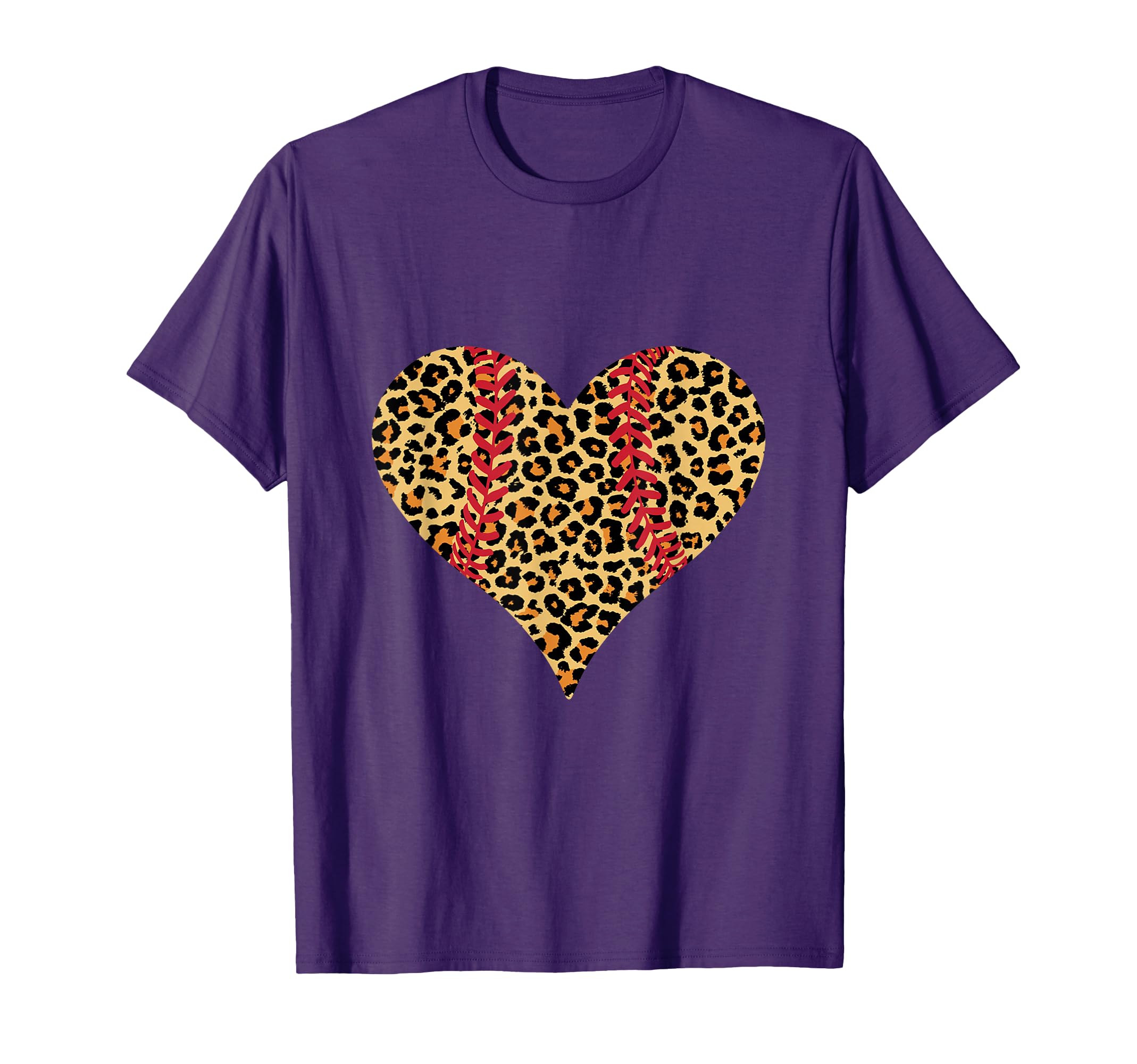 Baseball Heart Leopard Softball Mom T-Shirt - Novelty Apparel for Adults - T-Shirt, Sweatshirt, Hoodie