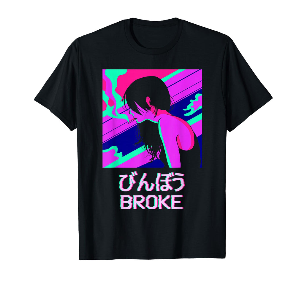 Broke Lofi Anime Japanese Vaporwave T-Shirt - Graphic Print for Adults - T-Shirt, Sweatshirt, Hoodie