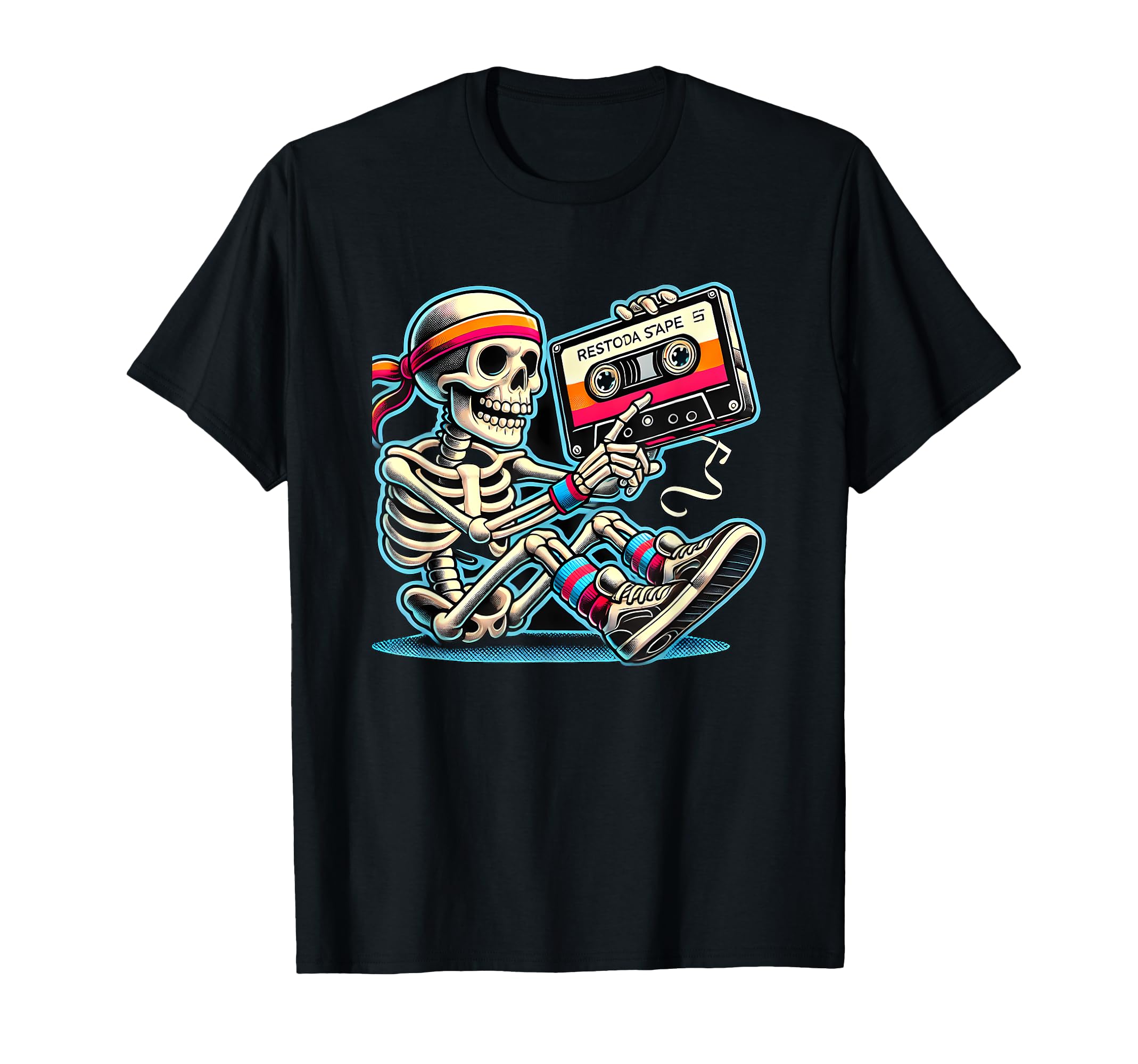Halloween Skeleton Cassette Tape T-Shirt - Fun Novelty Design Men Women - T-Shirt, Sweatshirt, Hoodie