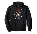 Patriotic Baseball Dad Fathers Day Red Hoodie - Custom Art Print Unisex - T-Shirt, Sweatshirt, Hoodie