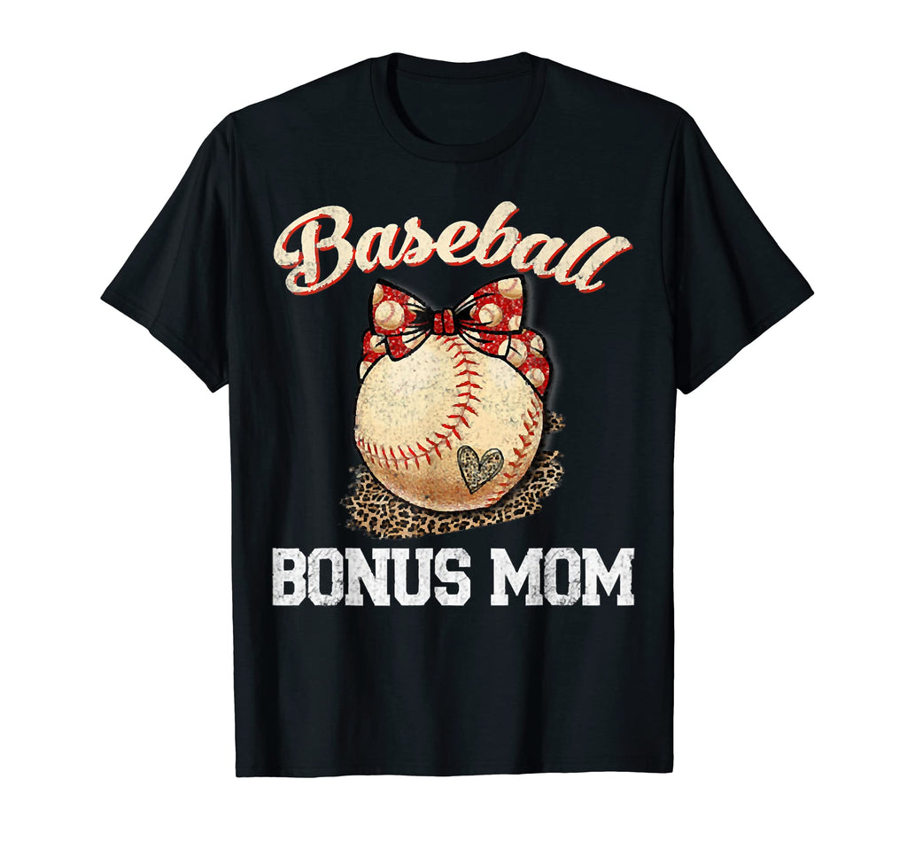 Baseball Bonus Mom Leopard Ball Funny T-Shirt - Minimalist Print Men Women - T-Shirt, Sweatshirt, Hoodie
