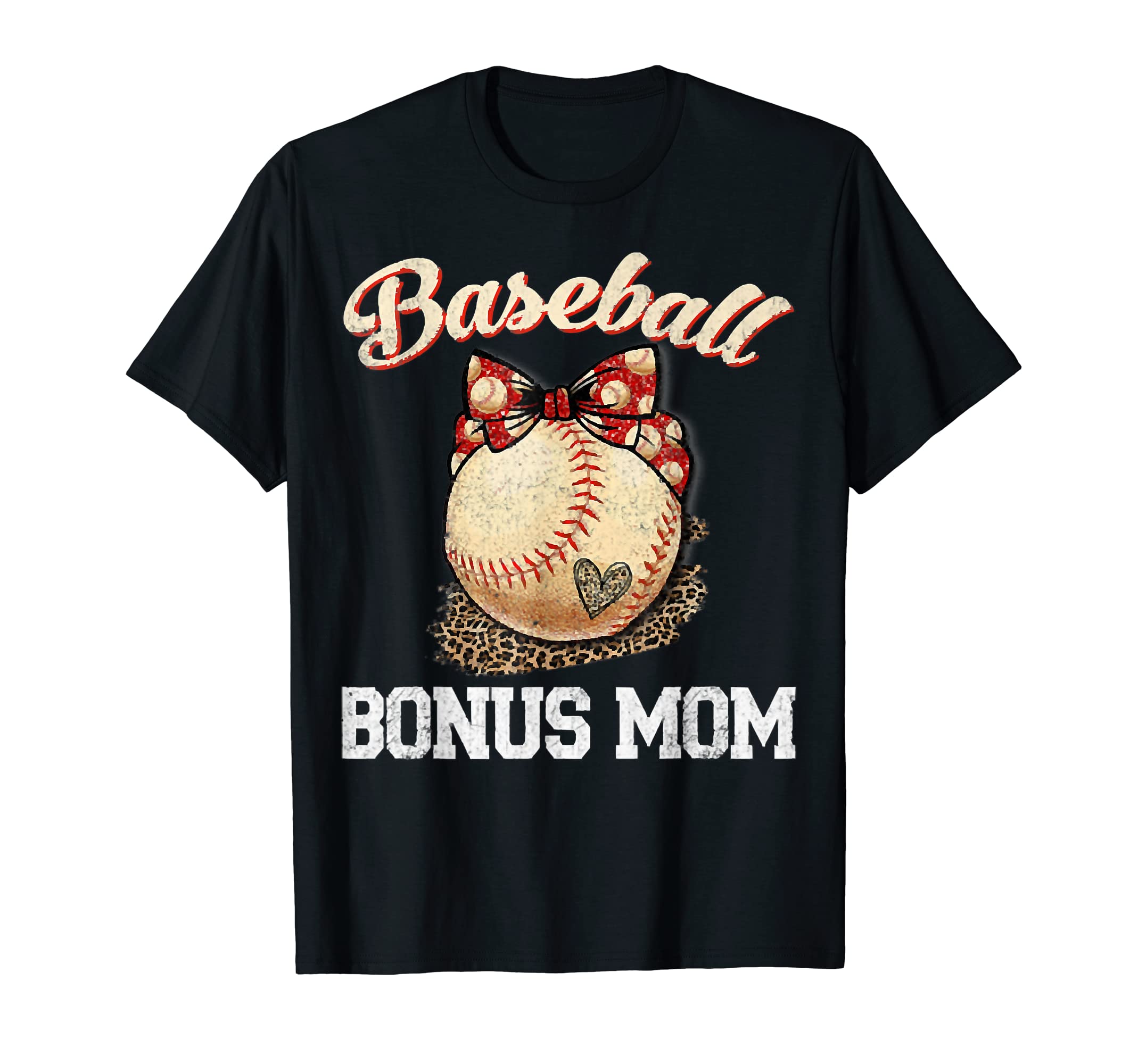 Baseball Bonus Mom Leopard Ball Funny T-Shirt - Minimalist Print Men Women - T-Shirt, Sweatshirt, Hoodie