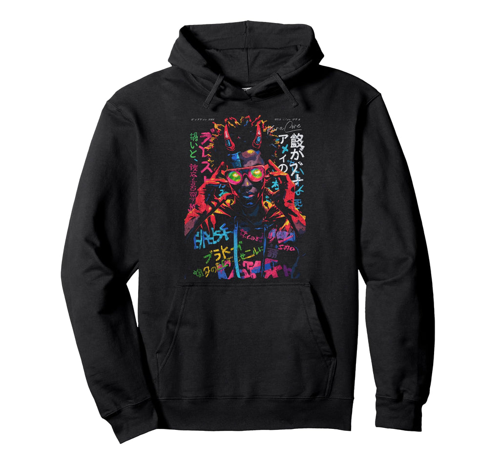 Japanese Streetwear Afro Cyberpunk Y2K Hoodie - Custom Art Print Unisex - T-Shirt, Sweatshirt, Hoodie