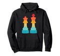 Chess Pieces Silhouette 80S Distressed Hoodie - Unique Graphic Unisex - T-Shirt, Sweatshirt, Hoodie