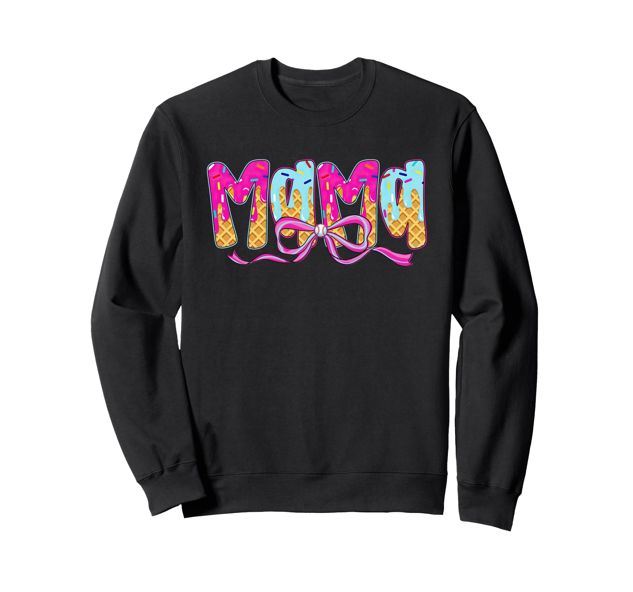 Baseball Mama Ice Cream Drip Sweatshirt - Novelty Apparel for Adults - T-Shirt, Sweatshirt, Hoodie
