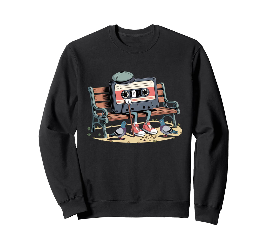 Funny Old Cassette Tape Cartoon Sweatshirt - Trendy Graphic Men Women - T-Shirt, Sweatshirt, Hoodie