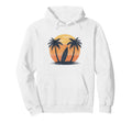 Surfboard Palm Trees 80S Sunset Hoodie - Novelty Apparel Unisex - T-Shirt, Sweatshirt, Hoodie