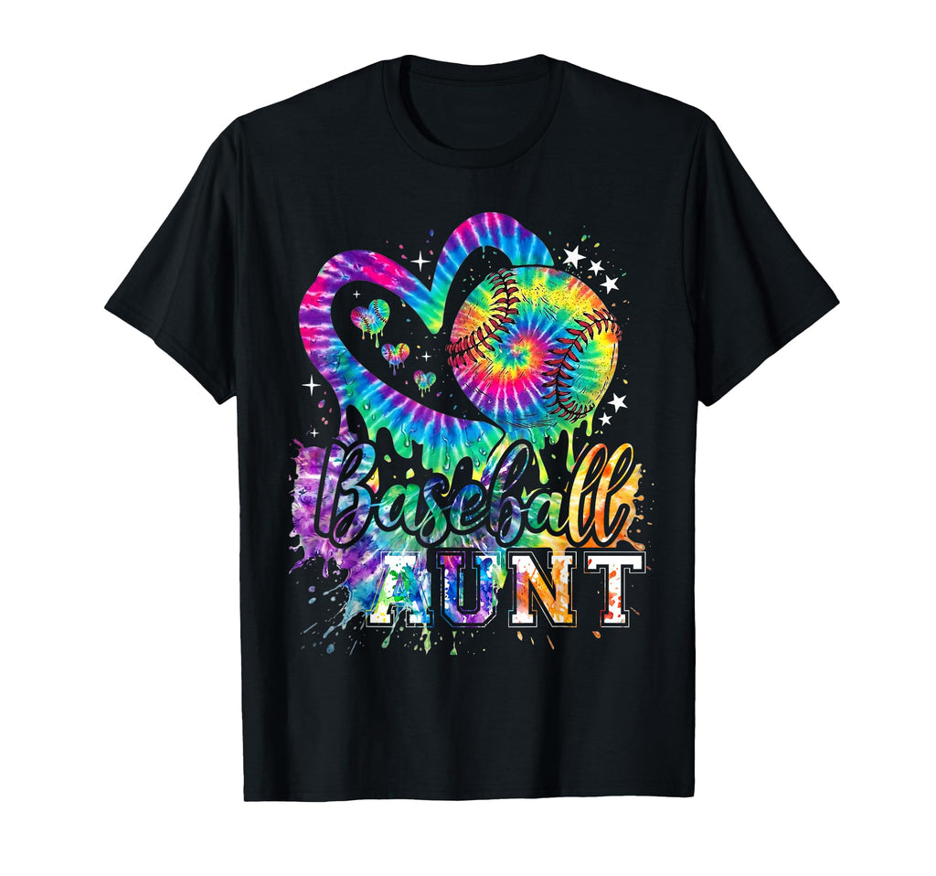 Baseball Aunt Tie Dye Heart Auntie T-Shirt - Fun Novelty Design Men Women - T-Shirt, Sweatshirt, Hoodie