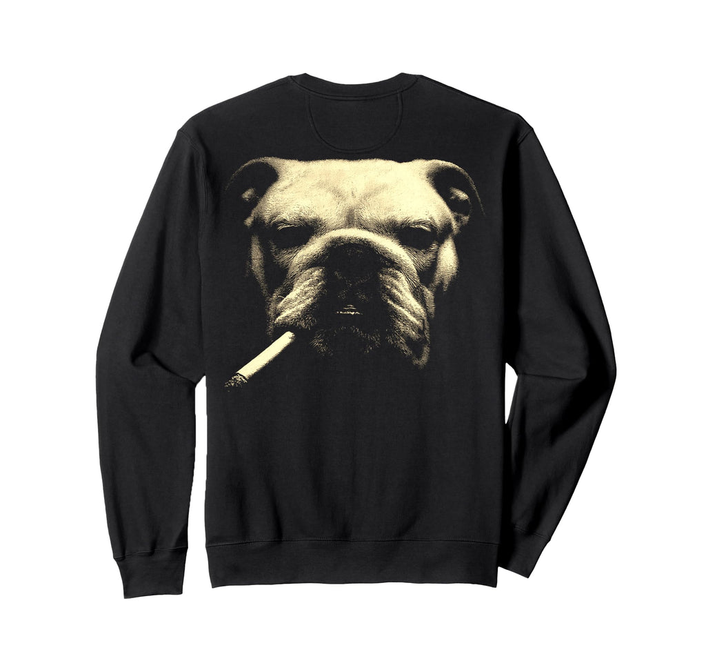 English Bulldog Smoking Sweatshirt - Fun Novelty Design for Adults - T-Shirt, Sweatshirt, Hoodie