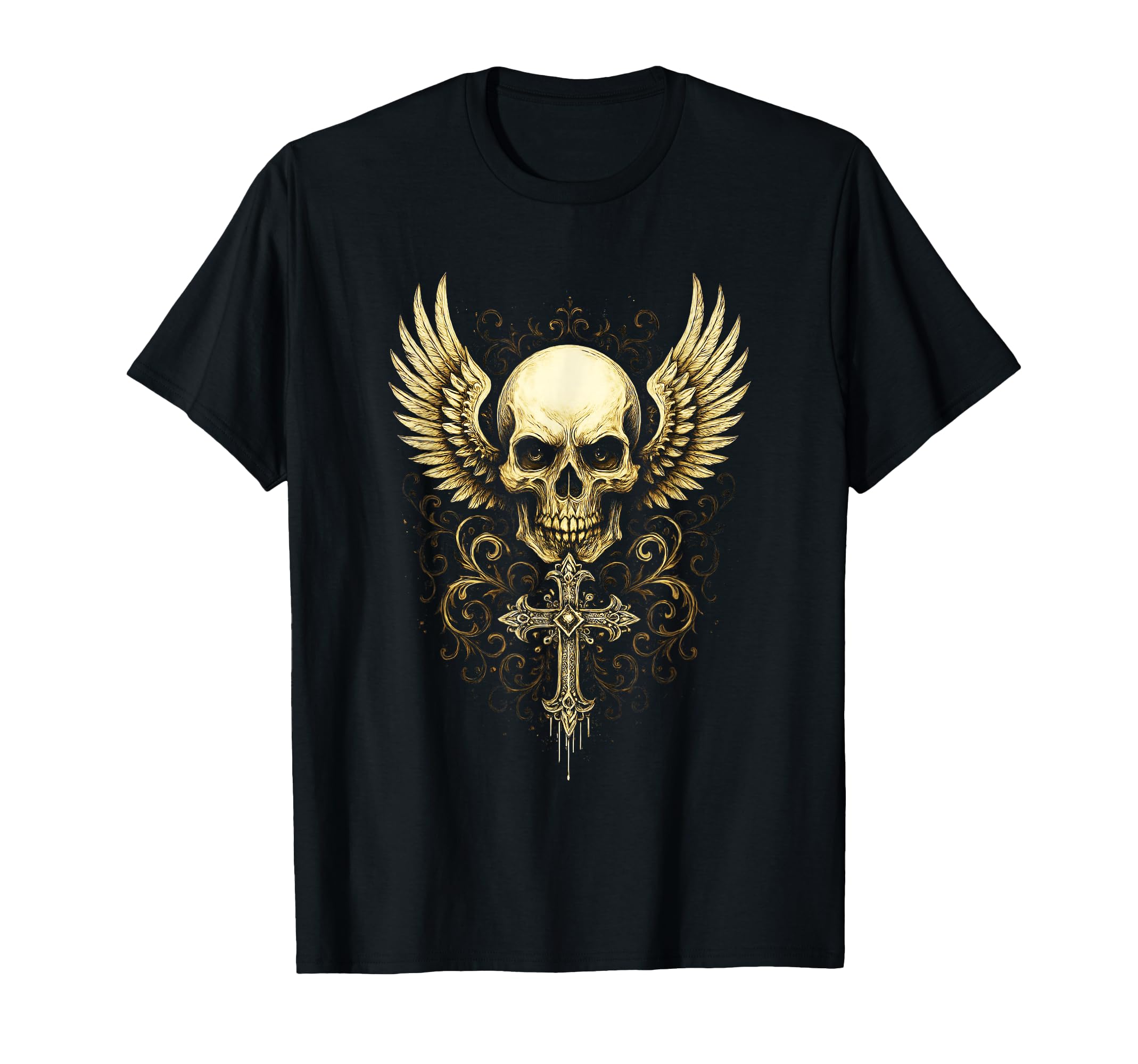 Skull Wings Gothic Y2K Aesthetic T-Shirt - Casual Everyday Wear Unisex - T-Shirt, Sweatshirt, Hoodie