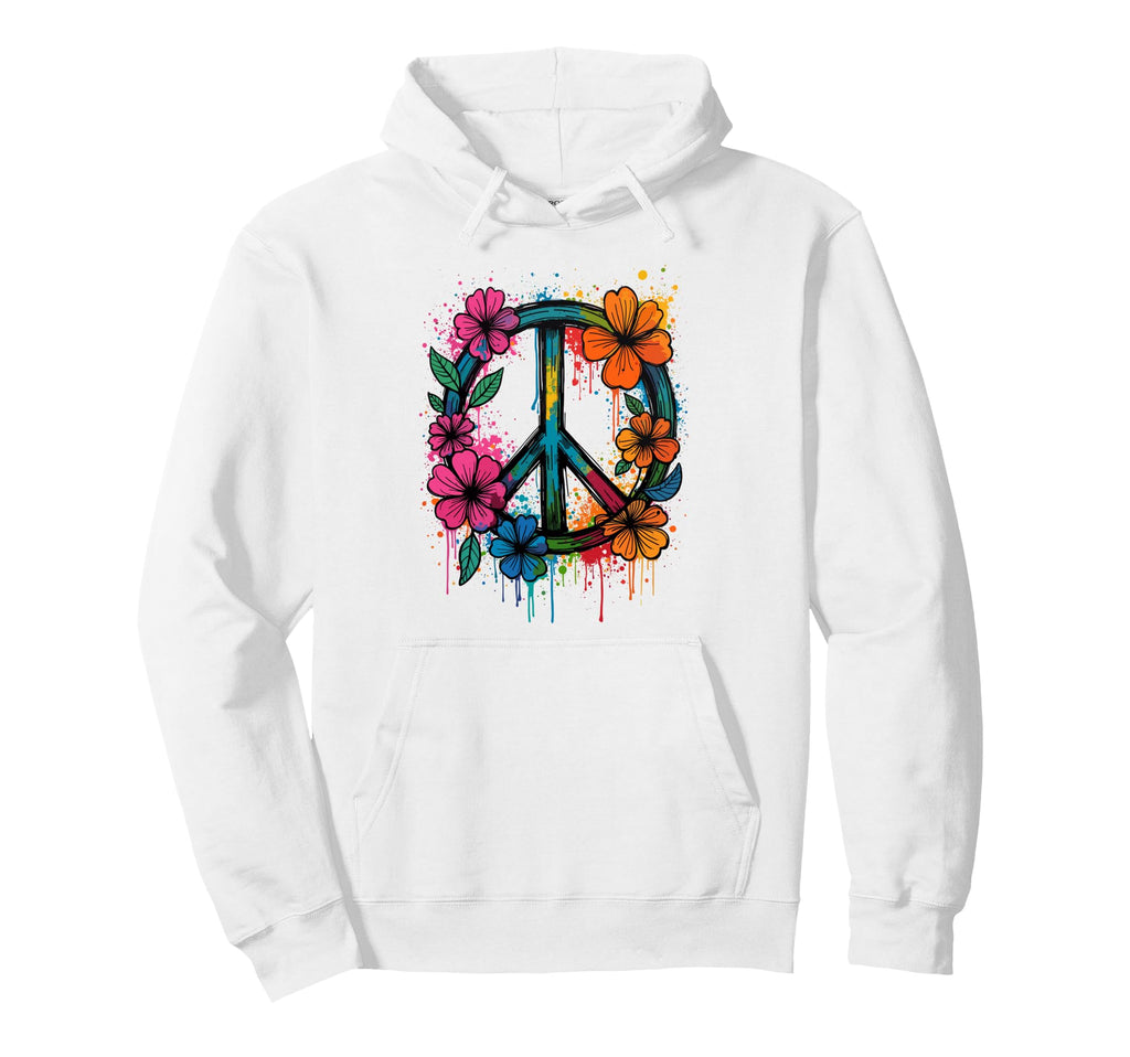 Peace Sign Love Peace Flower Power Hoodie - Casual Everyday Wear Men Women - T-Shirt, Sweatshirt, Hoodie