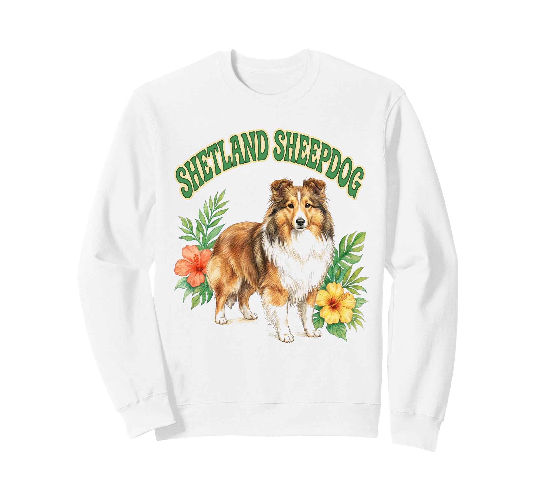 Shetland Sheepdog Groovy Floral Sweatshirt - Trendy Graphic for Adults - T-Shirt, Sweatshirt, Hoodie