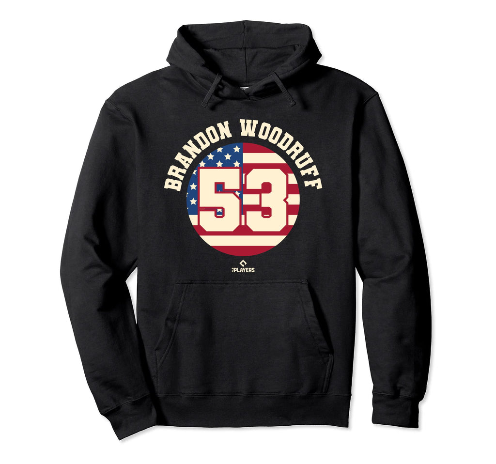 Brandon Woodruff American Flag Hoodie - Trendy Graphic for Adults - T-Shirt, Sweatshirt, Hoodie
