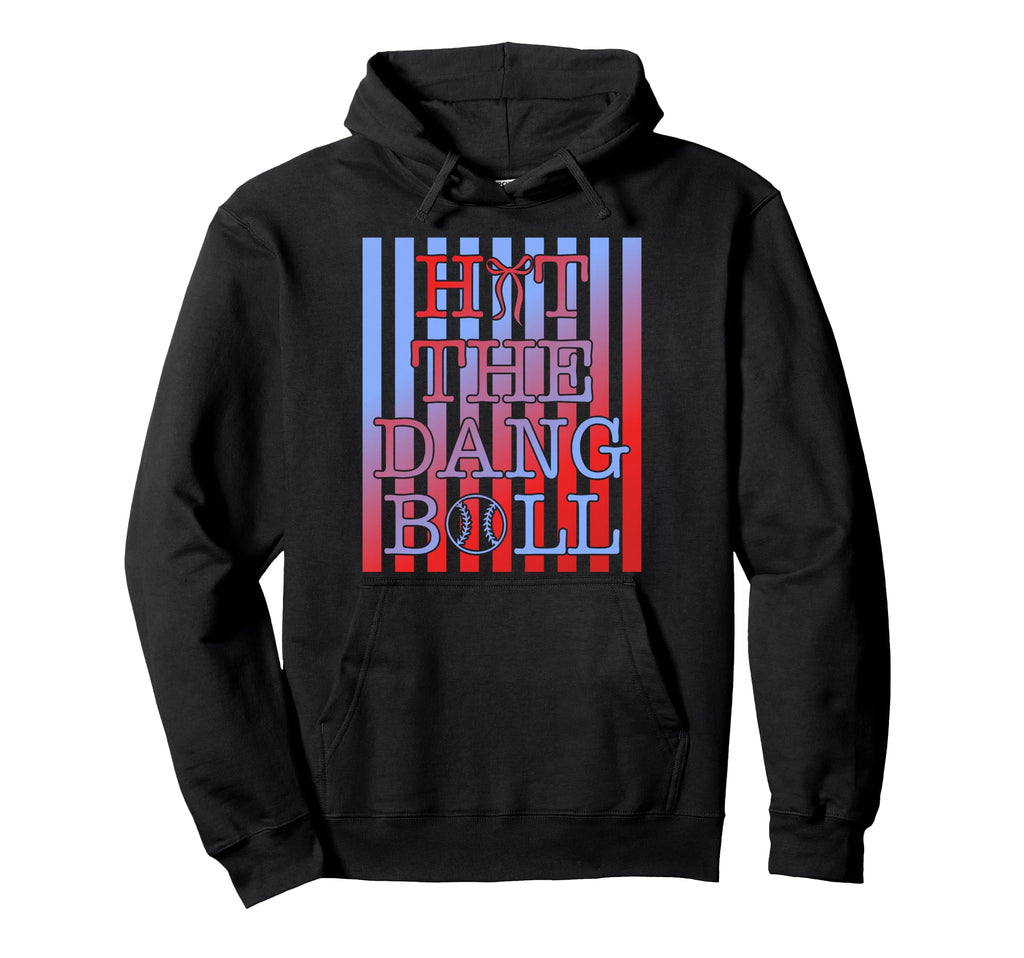 Hit Dang Ball Baseball Mom Preppy Hoodie - Custom Art Print for Adults - T-Shirt, Sweatshirt, Hoodie