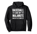 Baseball And My Malamute Mama Dog Lover Hoodie - Custom Art Print Unisex - T-Shirt, Sweatshirt, Hoodie