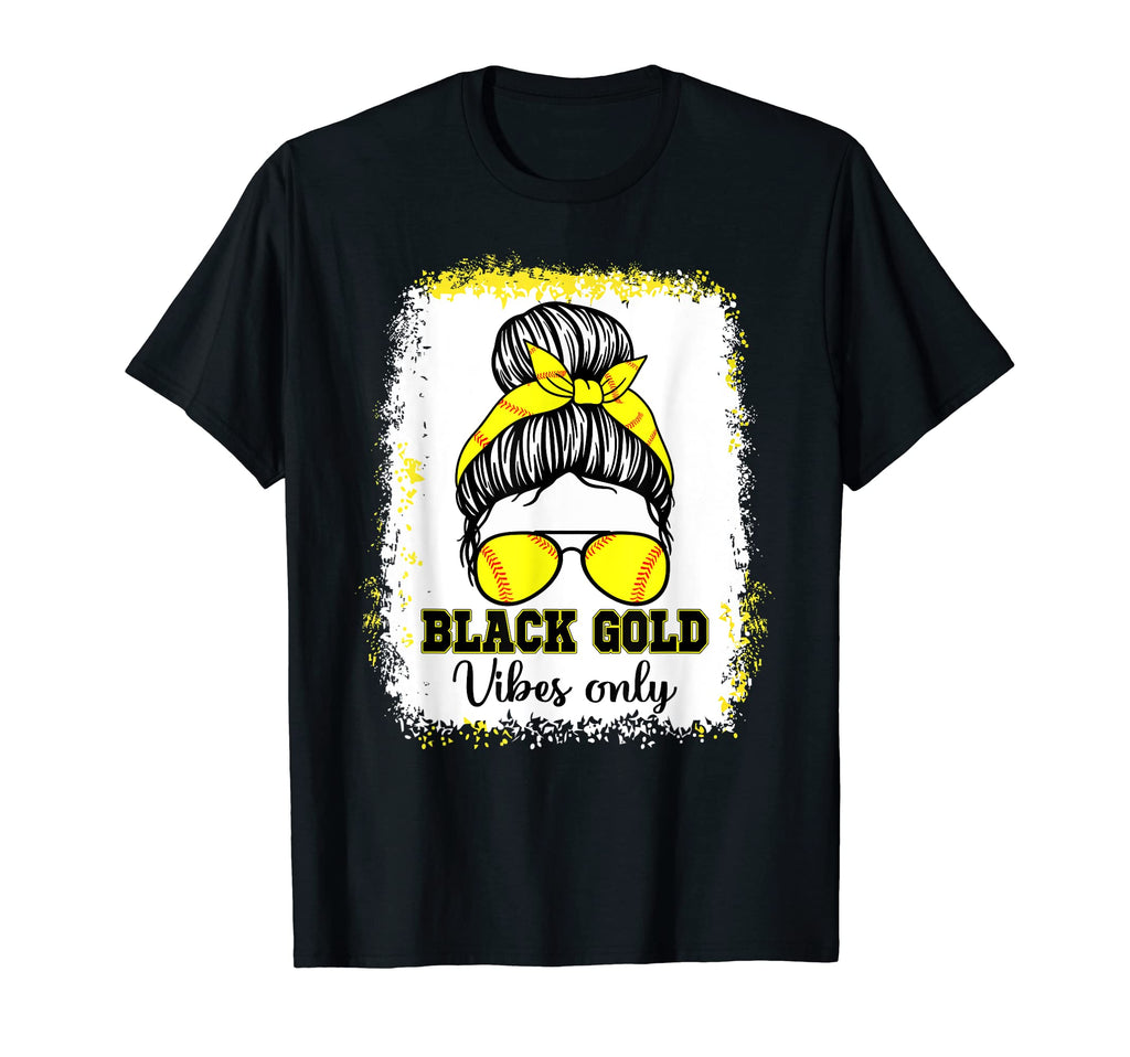Black Gold Vibes Only Baseball Lover T-Shirt - Casual Everyday Wear Unisex - T-Shirt, Sweatshirt, Hoodie