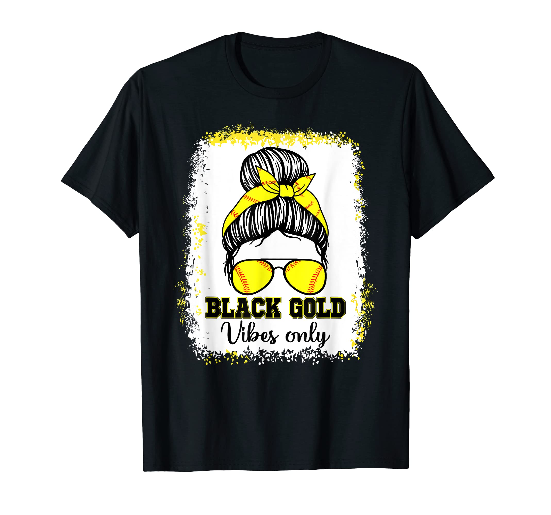 Black Gold Vibes Only Baseball Lover T-Shirt - Casual Everyday Wear Unisex - T-Shirt, Sweatshirt, Hoodie