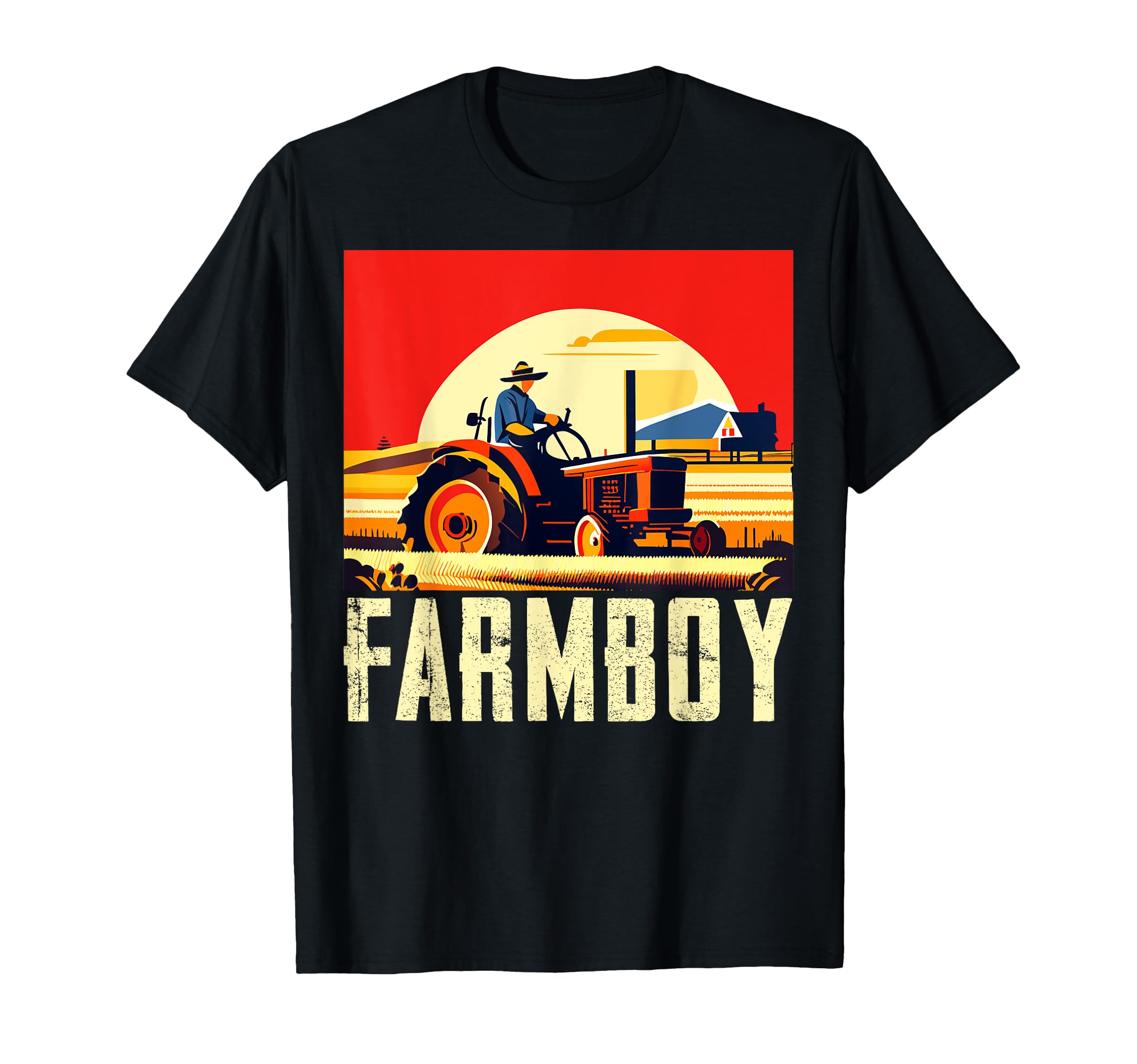 Farmboy Sunset Tractor Farmer Mens T-Shirt - Novelty Apparel Men Women - T-Shirt, Sweatshirt, Hoodie