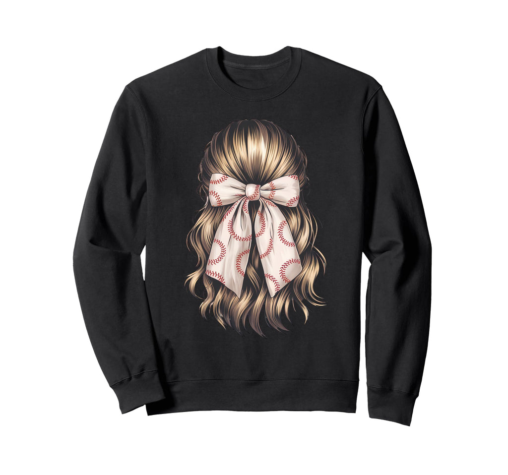 Baseball Coquette Bow Baseball Sweatshirt - Casual Everyday Wear Men Women - T-Shirt, Sweatshirt, Hoodie