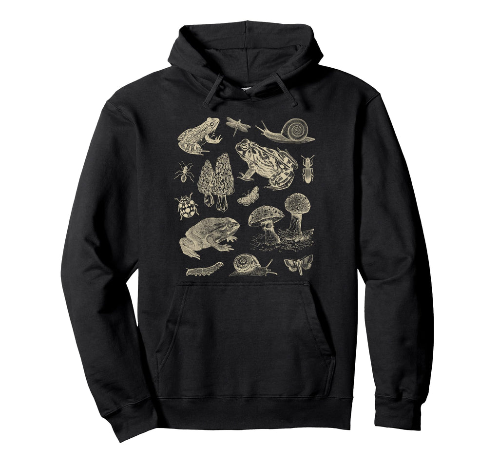 Frog Mushroom 90S Dark Academia Hoodie - Minimalist Print Men Women - T-Shirt, Sweatshirt, Hoodie