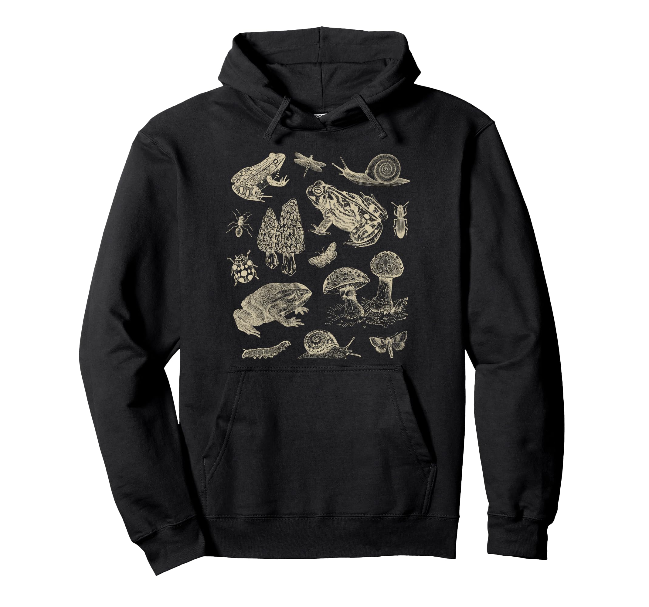 Frog Mushroom 90S Dark Academia Hoodie - Minimalist Print Men Women - T-Shirt, Sweatshirt, Hoodie
