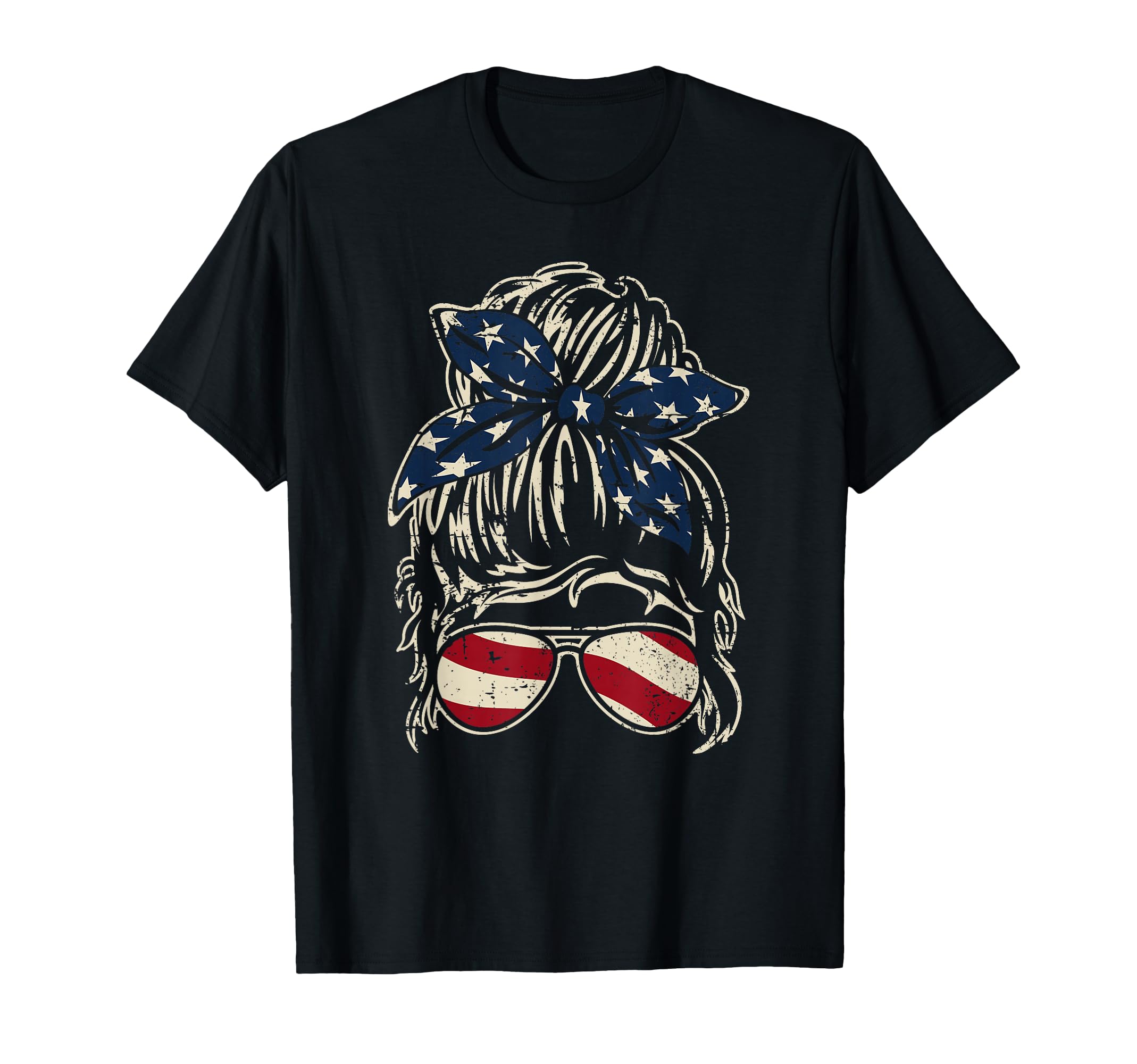 Usa Messy Bun Patriotic American Pride T-Shirt - Novelty Apparel Unisex - T-Shirt, Sweatshirt, Hoodie