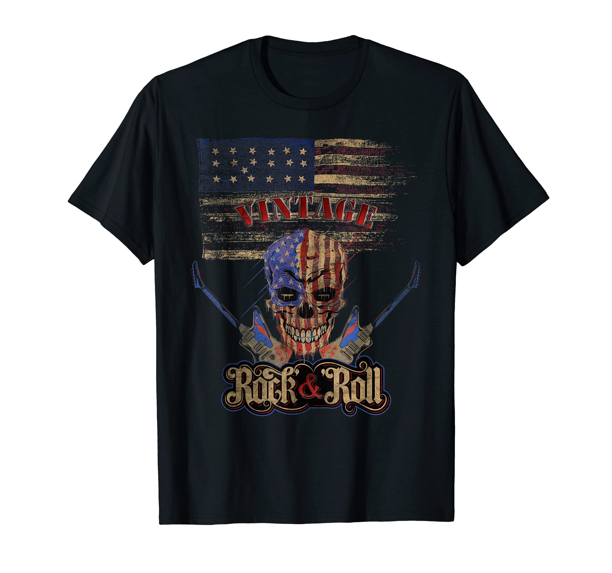 American Flag Rock Roll Band Usa T-Shirt - Minimalist Print for Adults - T-Shirt, Sweatshirt, Hoodie