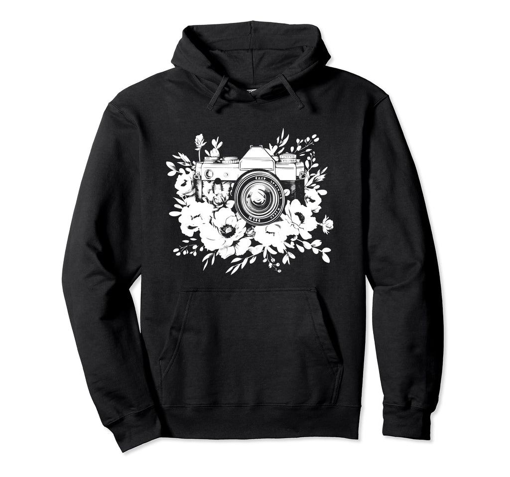 Photographer Camera Flowers Hoodie - Casual Everyday Wear for Adults - T-Shirt, Sweatshirt, Hoodie