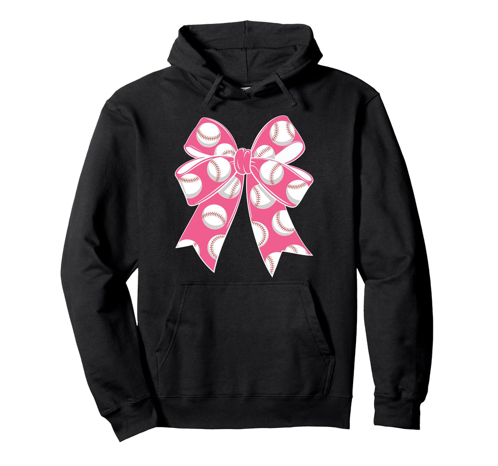 Baseball Coquette Bow Baseball Mom Mama Hoodie - Graphic Print Unisex - T-Shirt, Sweatshirt, Hoodie