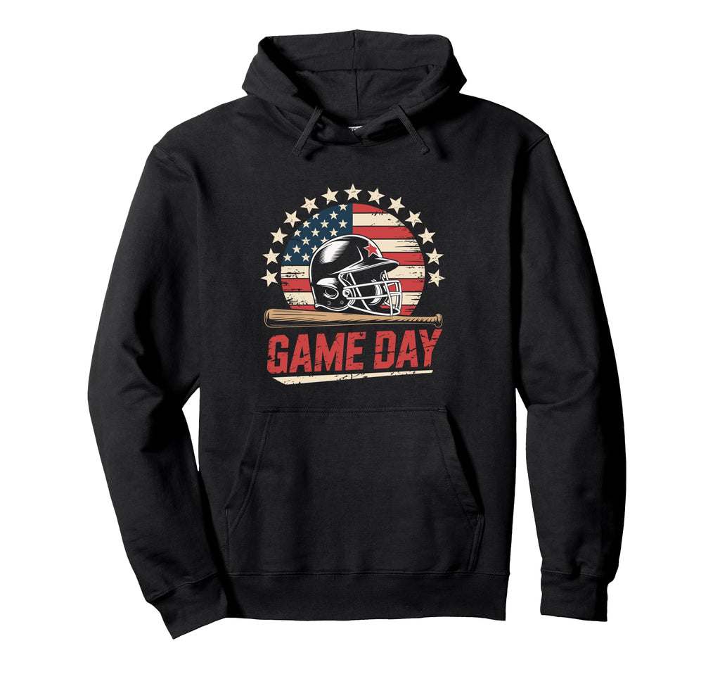 Funny Baseball Dad Usa Flag Hoodie - Fun Novelty Design for Adults - T-Shirt, Sweatshirt, Hoodie
