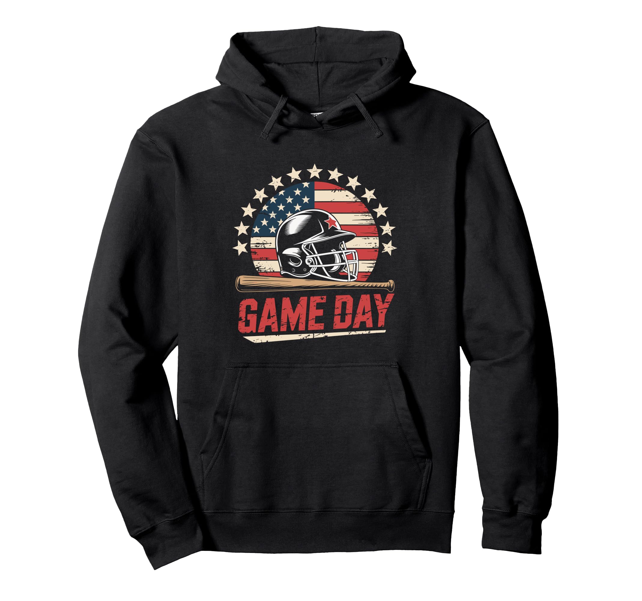 Funny Baseball Dad Usa Flag Hoodie - Fun Novelty Design for Adults - T-Shirt, Sweatshirt, Hoodie