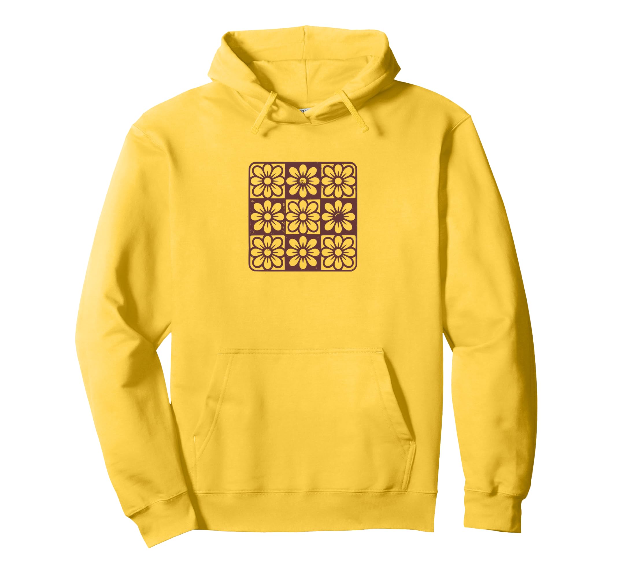 Floral Grid Boho Distressed Flower Hoodie - Streetwear Style Men Women - T-Shirt, Sweatshirt, Hoodie