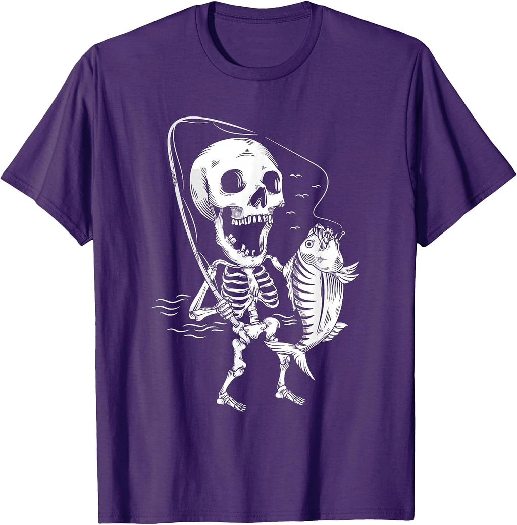Halloween Skeleton Fishing Women Men Kids - Adult & Kids T-Shirts, Sweatshirts & Hoodies apparel design preview 1