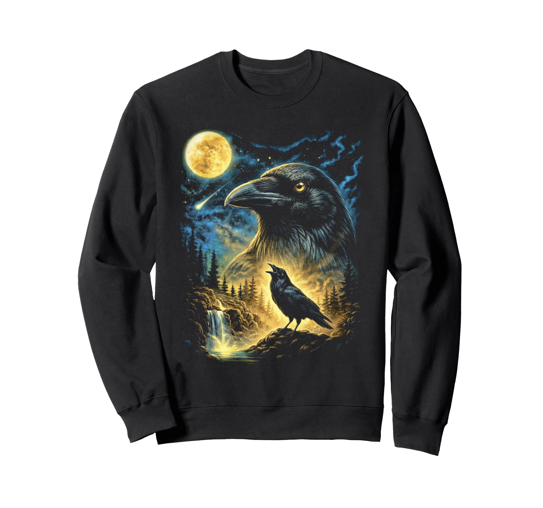 Raven Howling To Moon Meme Funny 90S Sweatshirt - Custom Art Print Unisex - T-Shirt, Sweatshirt, Hoodie