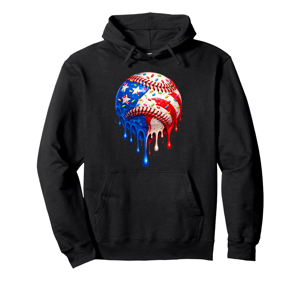 4Th July Baseball Ice Cream Drip Hoodie - Minimalist Print for Adults - T-Shirt, Sweatshirt, Hoodie