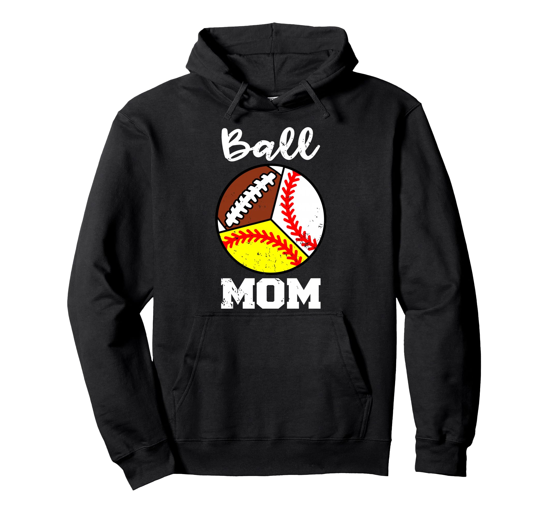 Ball Mom Funny Baseball Softball Hoodie - Graphic Print for Adults - T-Shirt, Sweatshirt, Hoodie