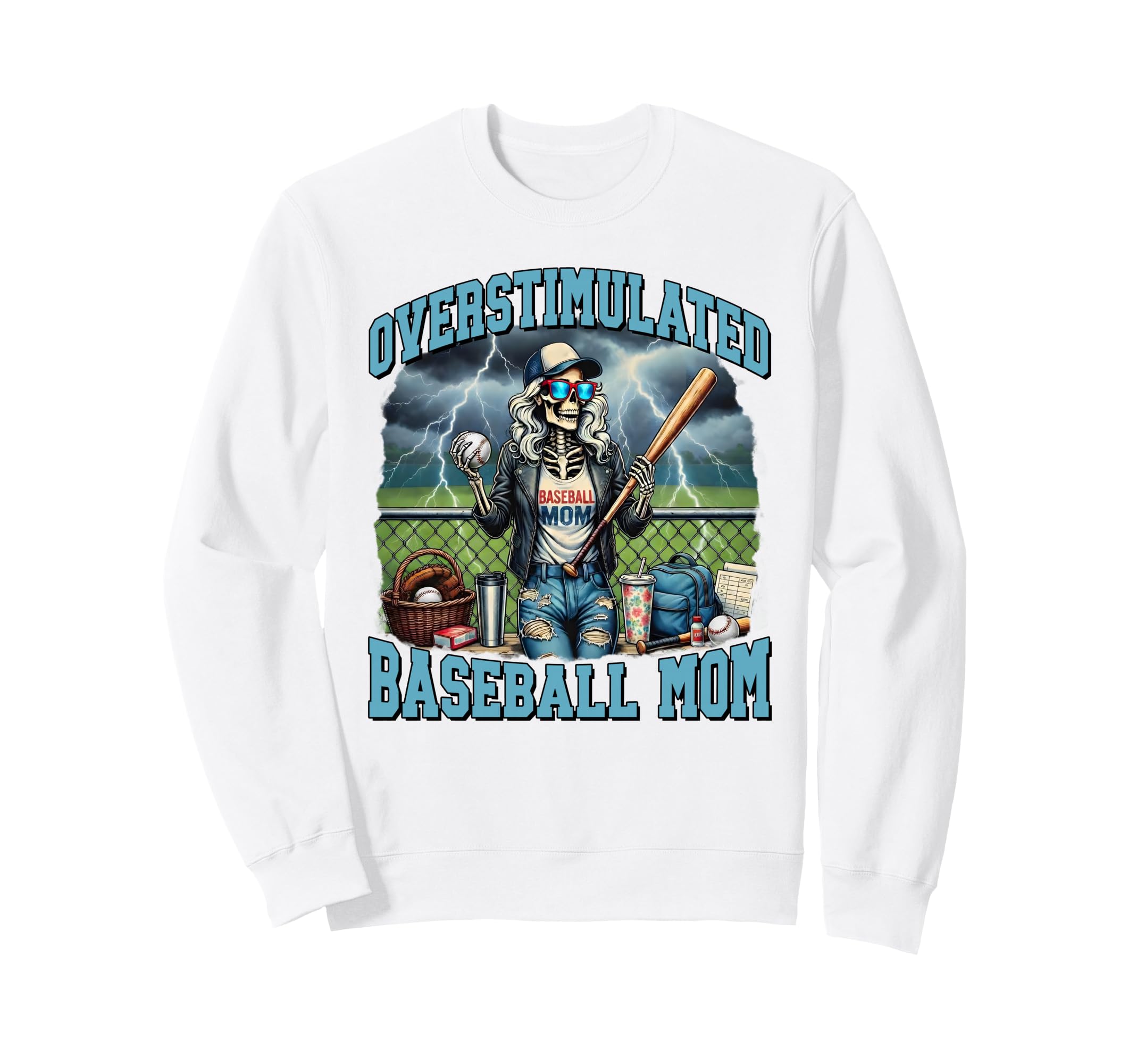 Baseball Mama Game Day Skeleton Sweatshirt - Streetwear Style for Adults - T-Shirt, Sweatshirt, Hoodie