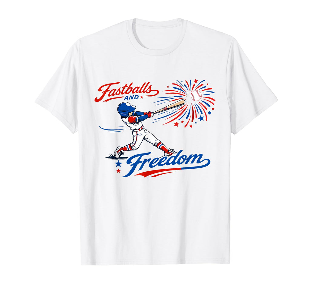 4Th July Fastballs And Freedom Baseball T-Shirt - Aesthetic Graphic Unisex - T-Shirt, Sweatshirt, Hoodie