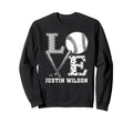 Distressed Baseball Love Justin Wilson Sweatshirt - Novelty Apparel Unisex - T-Shirt, Sweatshirt, Hoodie