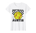 Softball Auntie Checkered Funny T-Shirt - Novelty Apparel for Adults - T-Shirt, Sweatshirt, Hoodie