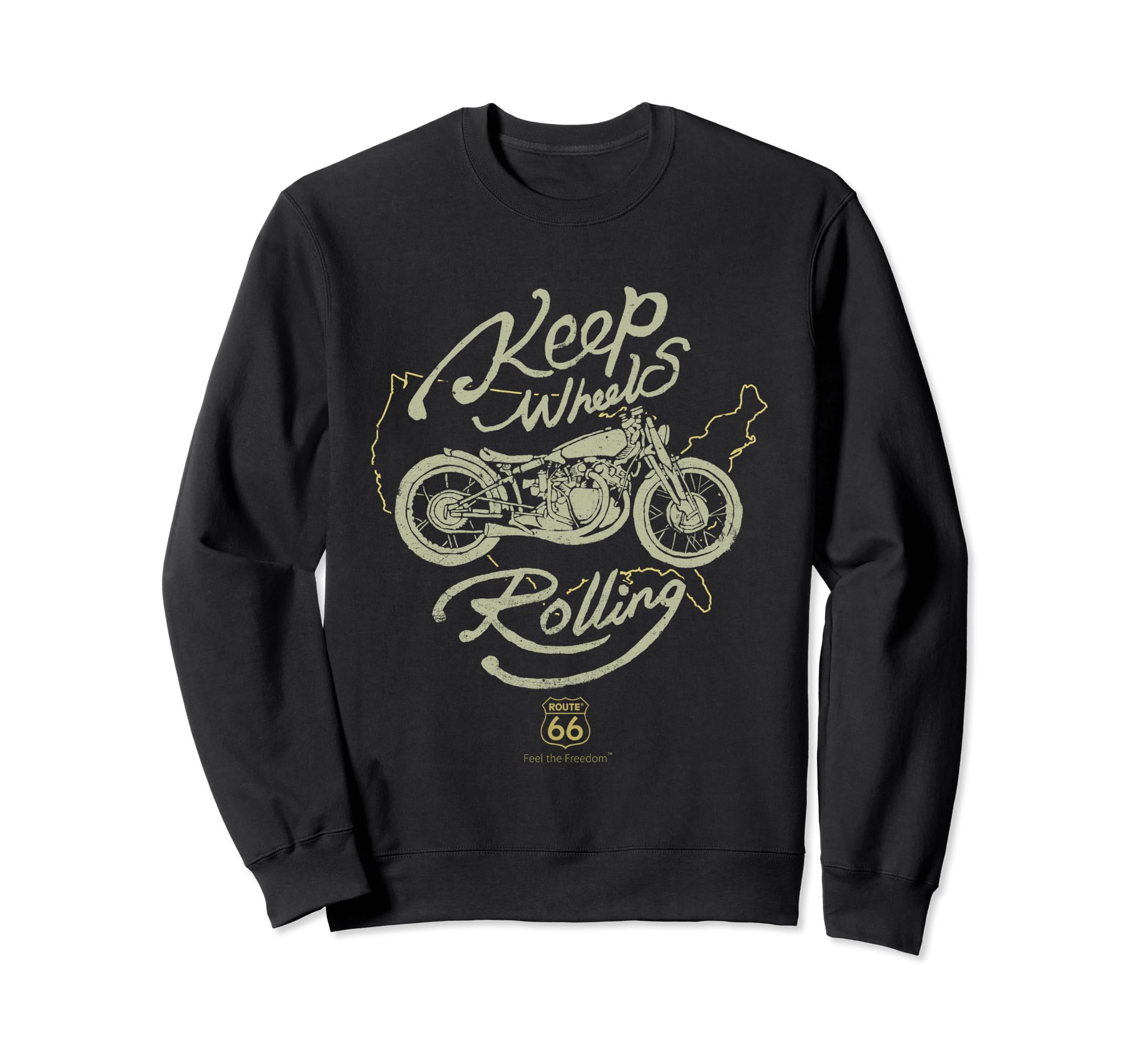 Route 66 Keep Wheels Rolling Sweatshirt - Custom Art Print Unisex - T-Shirt, Sweatshirt, Hoodie
