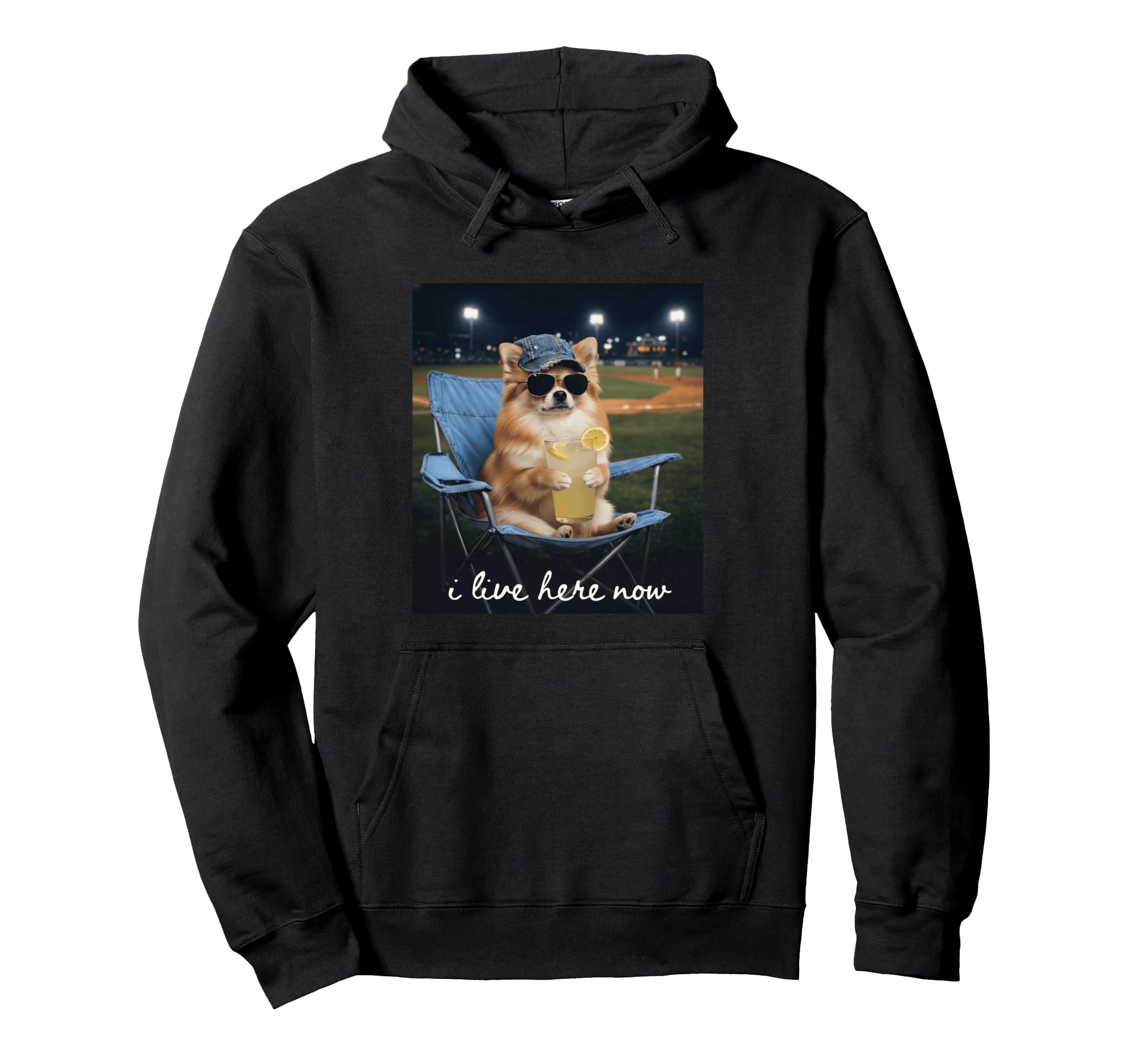 Funny Baseball Mom Pomchi Dog I Live Hoodie - Fun Novelty Design Unisex - T-Shirt, Sweatshirt, Hoodie
