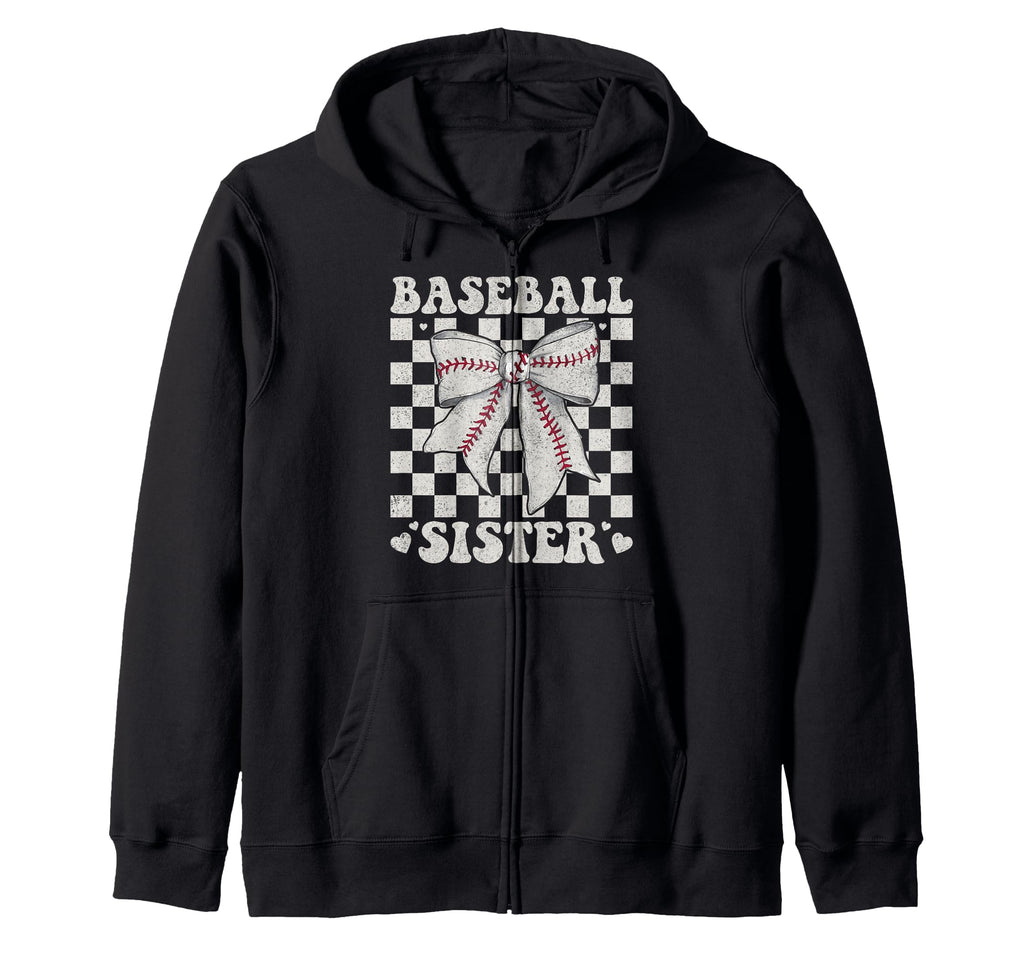 Baseball Sister Bow Laces Gift Sis Sweatshirt - Unique Graphic Unisex - T-Shirt, Sweatshirt, Hoodie