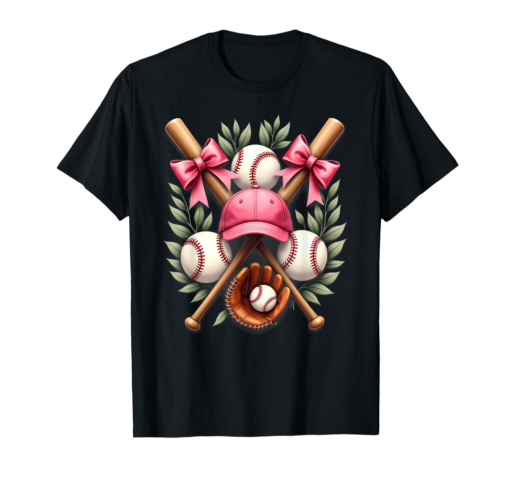Baseball Mom Grandma Coquette Bow T-Shirt - Custom Art Print Unisex - T-Shirt, Sweatshirt, Hoodie
